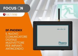 DF-Phoenix – Comunicatore digitale multivettore certificato EN 54-21 per sistemi antincendio, con connettività LAN, GSM, GPRS 2G/4G e trasmissione allarmi via SMS e messaggi vocali.